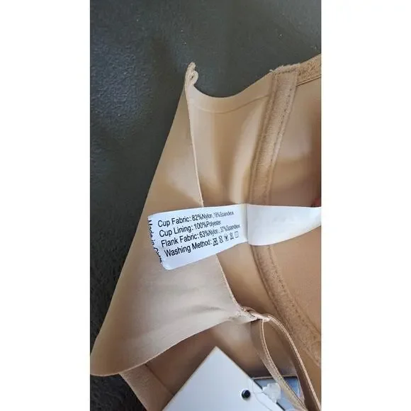 Uoolerp Bra, Low back, Crisscross, Halter, Deep Plunge, Nude, NEW Sz XL - Picture 6 of 6